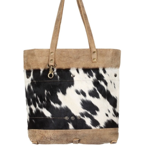 Genuine Leather and hair on tote bag - Picture 4 of 6